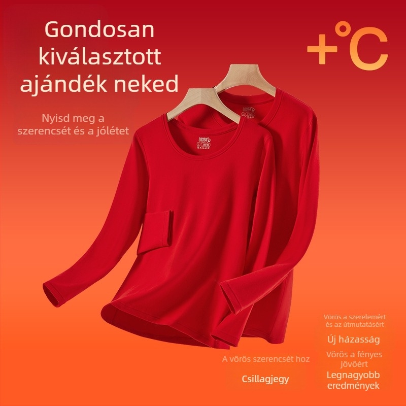 Uniszex pamut termikus alsóruha készlet kapucnival, hosszú ujjú, kerek nyakú, varratmentes