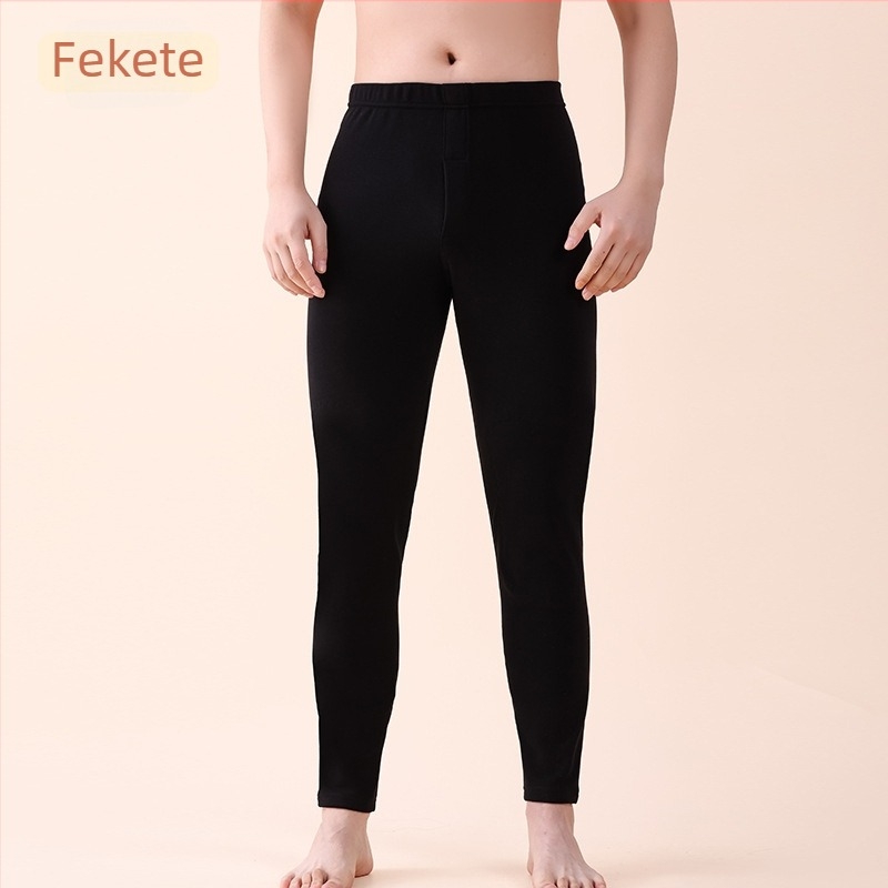 Férfiaknak készült seamless thermális alapréteg nadrág, fleece béléssel, térdvédővel, extra vastag akril anyagból