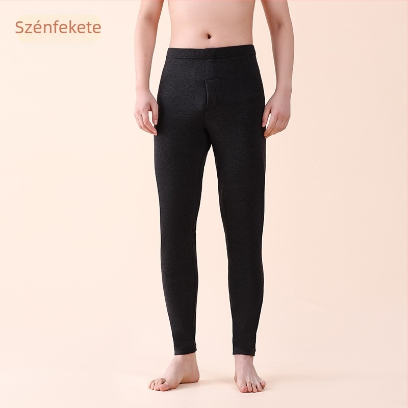 Férfiaknak készült seamless thermális alapréteg nadrág, fleece béléssel, térdvédővel, extra vastag akril anyagból