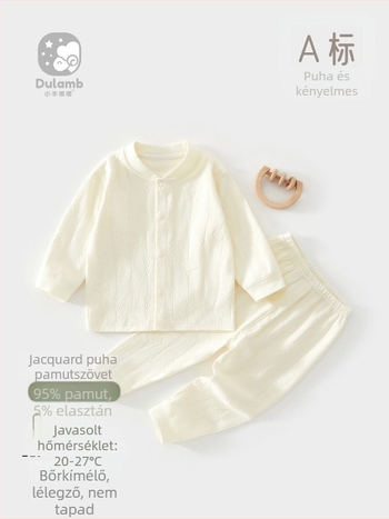 Két részes pamut termikus ruházati készlet gyermekeknek, uniszex, nedvszívó, puha anyag, tavasz–őszre