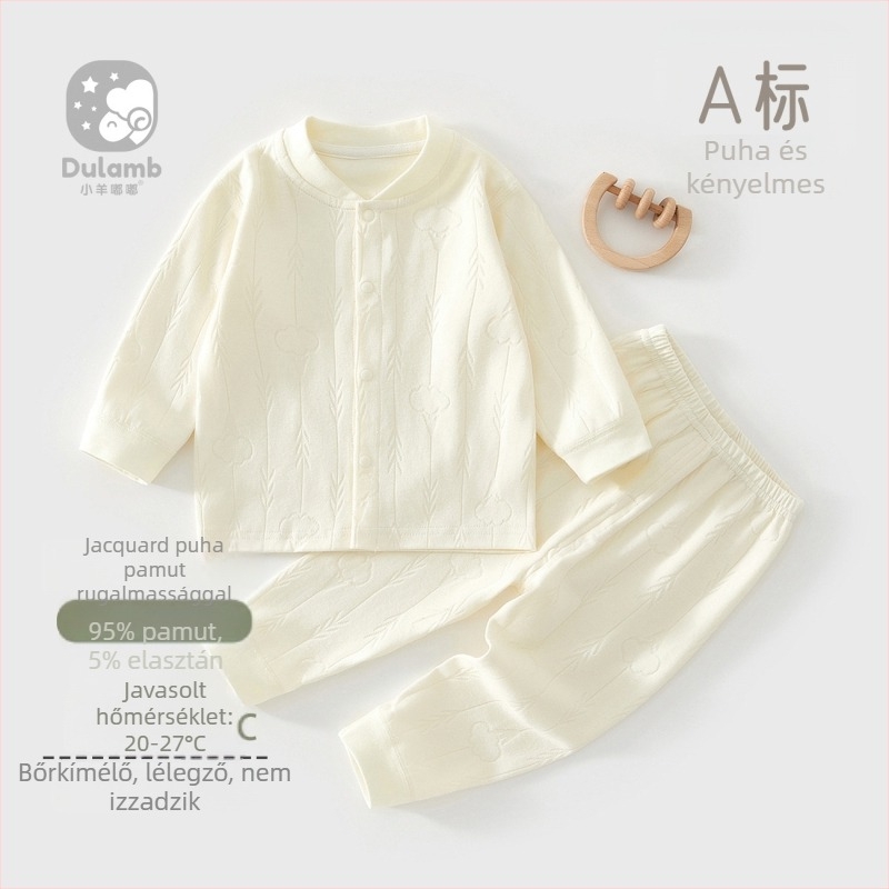Két részes pamut termikus ruházati készlet gyermekeknek, uniszex, nedvszívó, puha anyag, tavasz–őszre