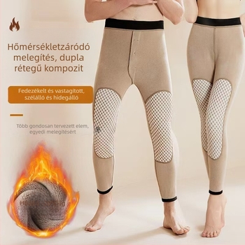 Grafén termoszárú nadrág fleece béléssel, magas derekú, dupla rétegű poliészter, térd- és derékvédelmet nyújt