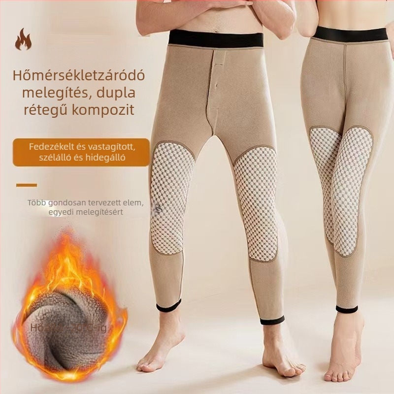 Grafén termoszárú nadrág fleece béléssel, magas derekú, dupla rétegű poliészter, térd- és derékvédelmet nyújt