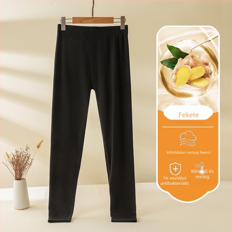 Férfi antibakteriális termál nadrág középső derekú, fleece béléssel, vastag poliészter anyag, karcsú szabás