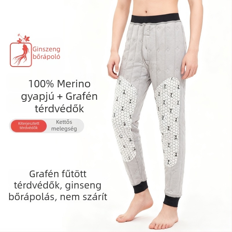 Uniszex gyapjú termoszabad nadrág bársonyos béléssel, 3 rétegű felépítés, 95–100% gyapjú, extra vastag 501–600 g/m²