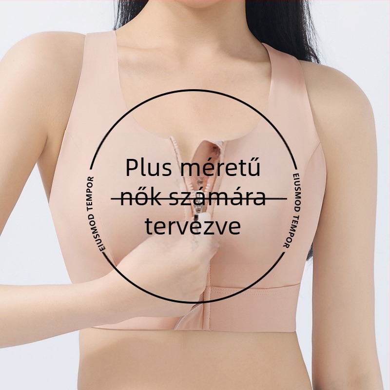 Női sportmelltartó elől cipzárral, állítható, ütésálló és lélegző, anyag: Nylon 76% / Spandex 24%