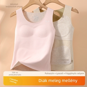 Melegítő mellény kapucnival lányoknak 13–18 évesek, kettős rétegű, vastag poliészter anyag 251–300 g/m2, anti-statikus, antibakteriális, melegen tart, mellkas párna