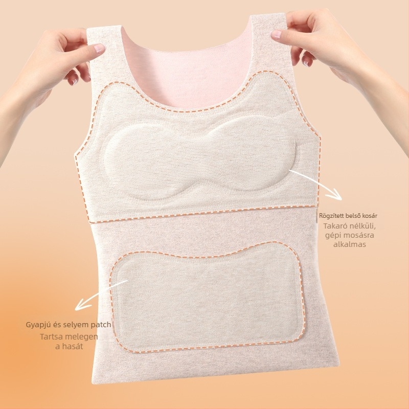 Melegítő mellény kapucnival lányoknak 13–18 évesek, kettős rétegű, vastag poliészter anyag 251–300 g/m2, anti-statikus, antibakteriális, melegen tart, mellkas párna