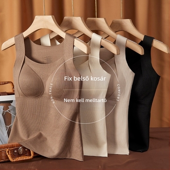 Női termikus mellény, vastag poliészter anyagból, fleece-lével bélelt, integrált csésze és mellpárna, rögzített mellpárna, őszi-téli