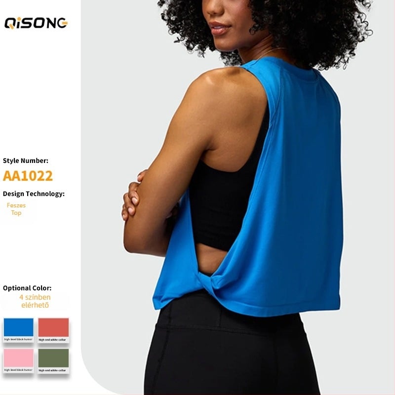 Női laza ujjatlan sportos felső futáshoz és jógaedzéshez – nedvszívó, lélegző anyag, 87% nylon, 13% spandex.