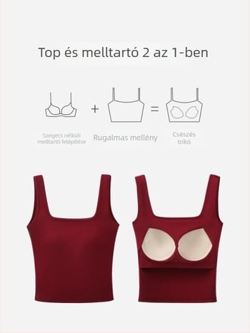 Vest-stílusú camisole beépített melltartó betéttel, karcsú szabás, pamut-elasztán keverék, 2025 tavasza