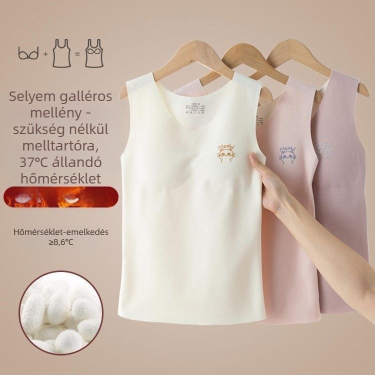 Sima termikus mellény, mellkas párnákkal, dupla rétegű akril anyagból, vastag 201–250 g/m²