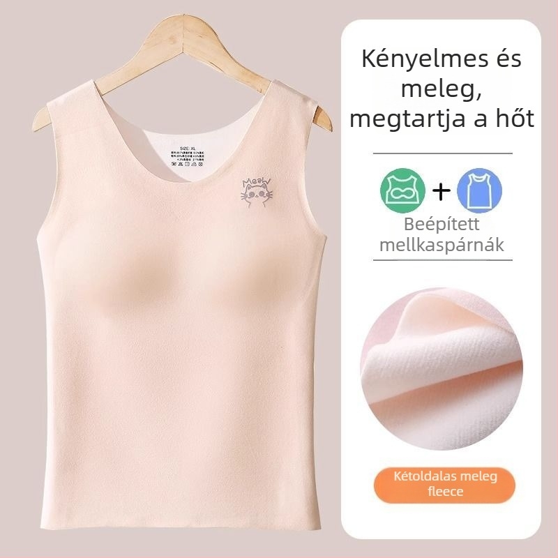 Sima termikus mellény, mellkas párnákkal, dupla rétegű akril anyagból, vastag 201–250 g/m²