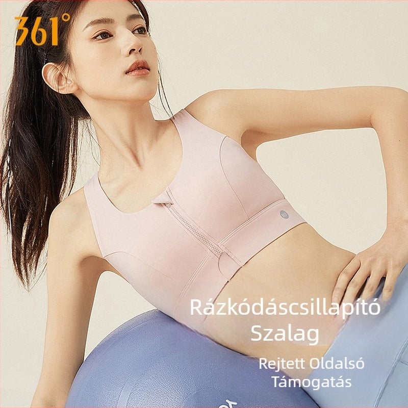 361 Női jóga sportmelltartó elülső cipzárral, magas szilárdságú, lélegző nejlon anyag, párnázott