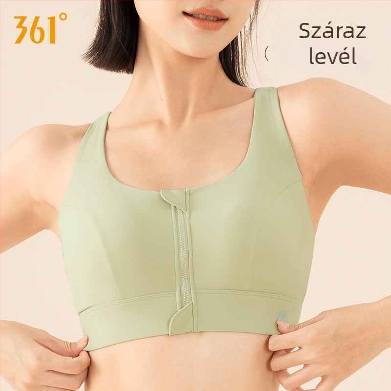 361 Női jóga sportmelltartó elülső cipzárral, magas szilárdságú, lélegző nejlon anyag, párnázott