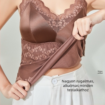 Női meleg mellény beépített melltartó párnával, fleece bélés, dupla réteg, V-nyakú, 80-90% viszkóz