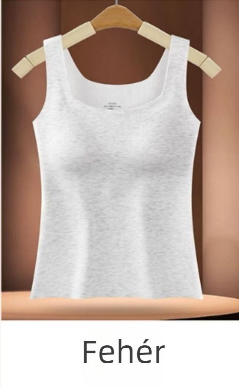 Női termikus mellény beépített melltámasz, varrásmentes Lyocell, négyszögletes gallér, testformázó, melegen tart