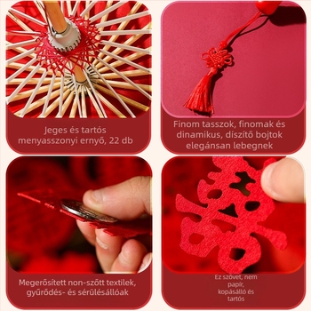 Új kínai stílusú esküvői esernyő, menyasszony fotóprop, selyem anyag, márka Orange Nuoyi Bai, kategória Boldog szavak, nem importált