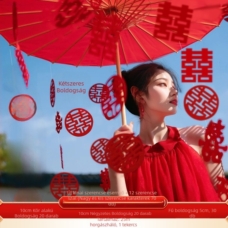 Új kínai stílusú esküvői esernyő, menyasszony fotóprop, selyem anyag, márka Orange Nuoyi Bai, kategória Boldog szavak, nem importált