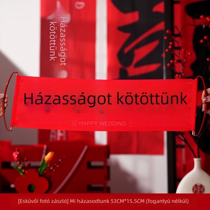 Esküvői fotó kellékek: kézzel húzható banner az eljegyzéshez, menyasszonyi reggeli köntös, póz kellékek (Material: Jam; Import: No; Packing volume: 1; Gross weight: 1; Category: Happy words)