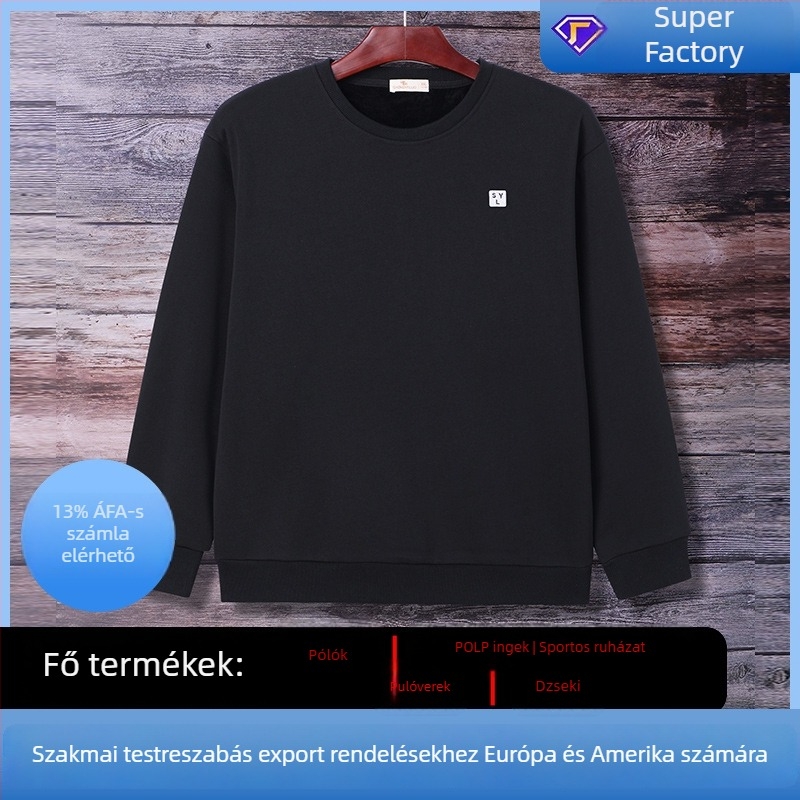 Pulóver, 420 g/m² Silver Fox Velvet anyag, kerek nyak, hosszú ujjú, hímzett dizájn, laza fazon