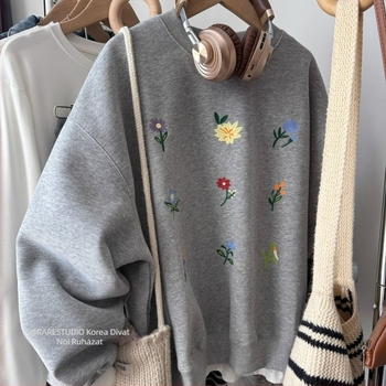 Női oversized kapucnis pulóver fleece béléssel, geometriai mintázat, középhosszú, poliészter