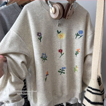 Női oversized kapucnis pulóver fleece béléssel, geometriai mintázat, középhosszú, poliészter