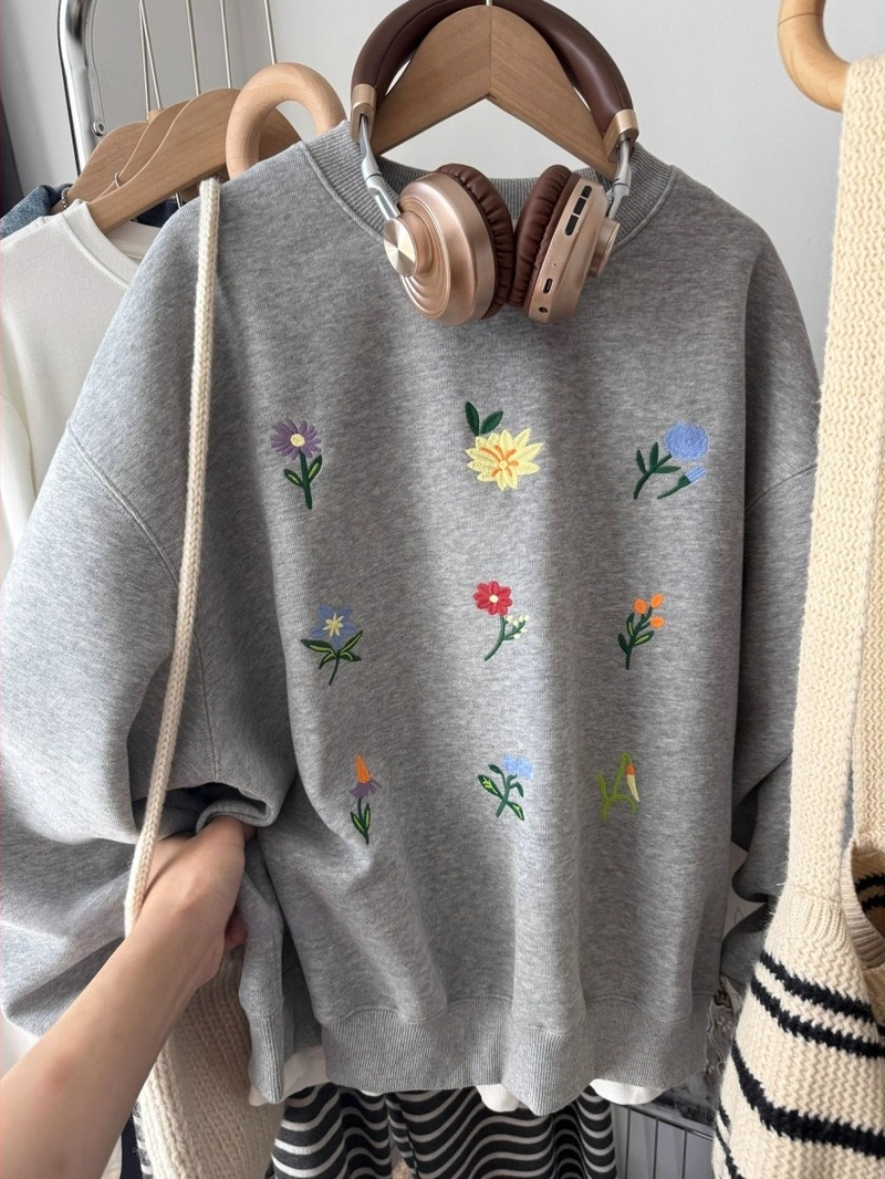 Női oversized kapucnis pulóver fleece béléssel, geometriai mintázat, középhosszú, poliészter