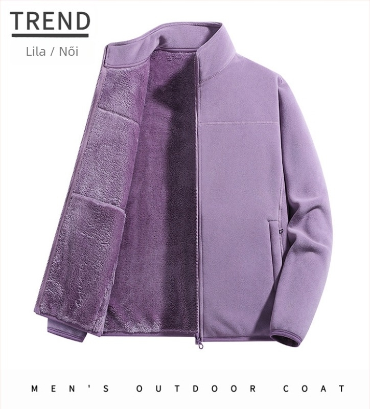 Flízes kabát unisex, állógalléros, külső korall fleece, belső polár bélés, melegen tart