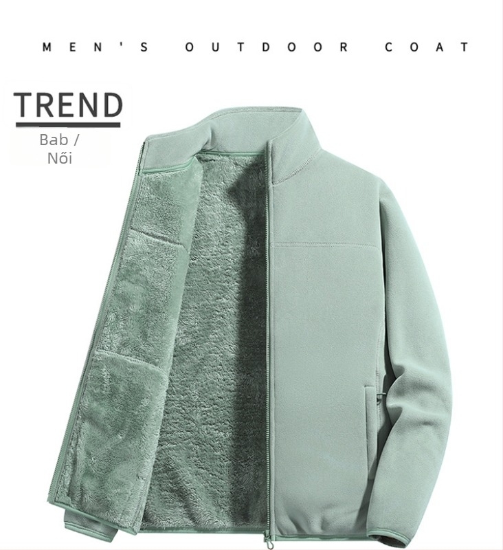 Flízes kabát unisex, állógalléros, külső korall fleece, belső polár bélés, melegen tart