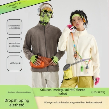 Polárdzseki – Uniszex, kapucni nélküli, korall plüss bélés, 100% tolltöltet, anyag: kémiai rostok keveréke