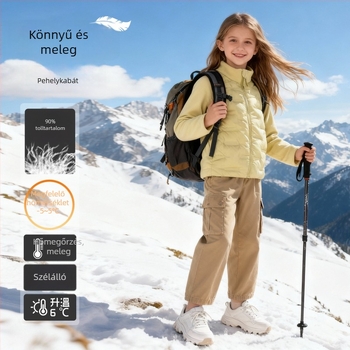 Gyermekeknek szánt belső tollas dzseki – könnyű és meleg, cipzár, hosszú ujjú, kapucni nélküli, poliészter anyagú külső и bélés, 2025 ősz kiadás