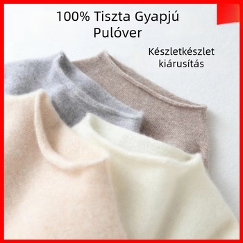 Női gyapjú pulóver álló gallérral, egyszínű, hosszú ujjú, karcsú szabás (Összetétel: gyapjú >95%; Mintázat: egyszínű; Gallér: álló; Ujj: hosszú; Vágás: karcsú)