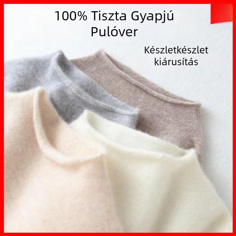 Női gyapjú pulóver álló gallérral, egyszínű, hosszú ujjú, karcsú szabás (Összetétel: gyapjú >95%; Mintázat: egyszínű; Gallér: álló; Ujj: hosszú; Vágás: karcsú)