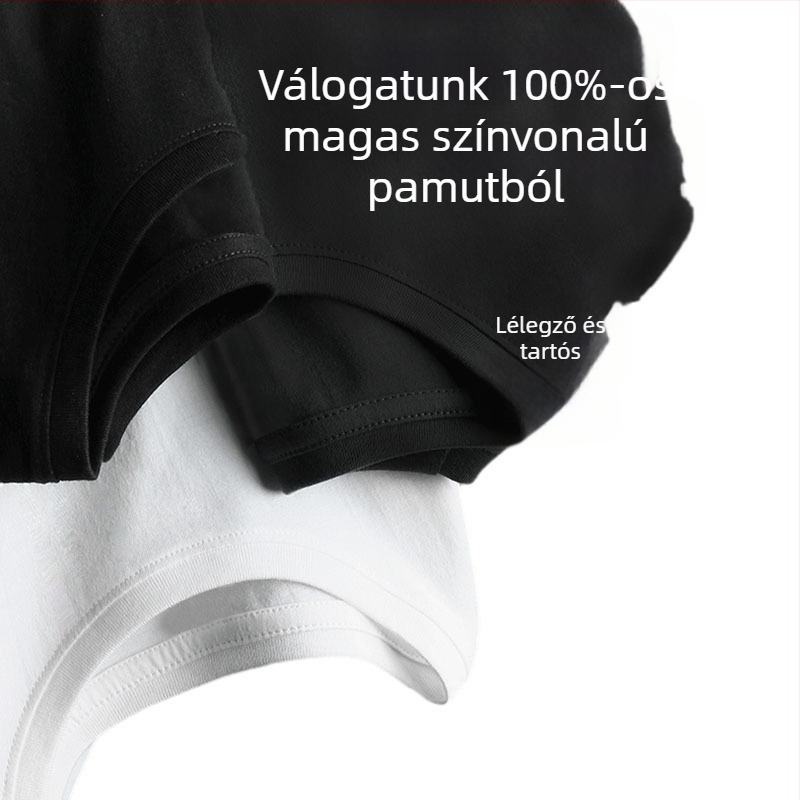 Pamut póló – rövid ujjú, kerek nyakú, lazán szabott