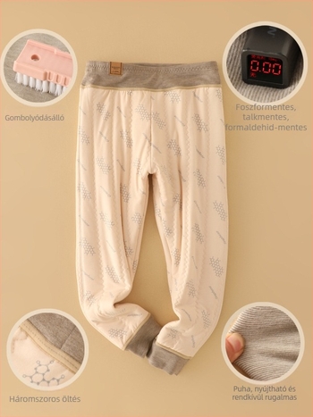 Derong gyerekeknek készített melegítő nadrág – 42% regenerált cellulóz rost, 34% polieszter, 17% akril, 7% spandex; külső gyapjú réteg; osztály A; márka Anbei Child; ősz/tél; gyerekeknek