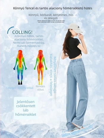 Női széles szárú farmer, magas derekú, patchwork denim Lyocell (Tencel) és viszkóz keverék, művészi vintage stílus, nyár 2025