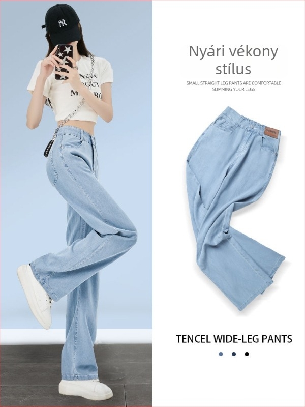 Női széles szárú farmer, magas derekú, patchwork denim Lyocell (Tencel) és viszkóz keverék, művészi vintage stílus, nyár 2025