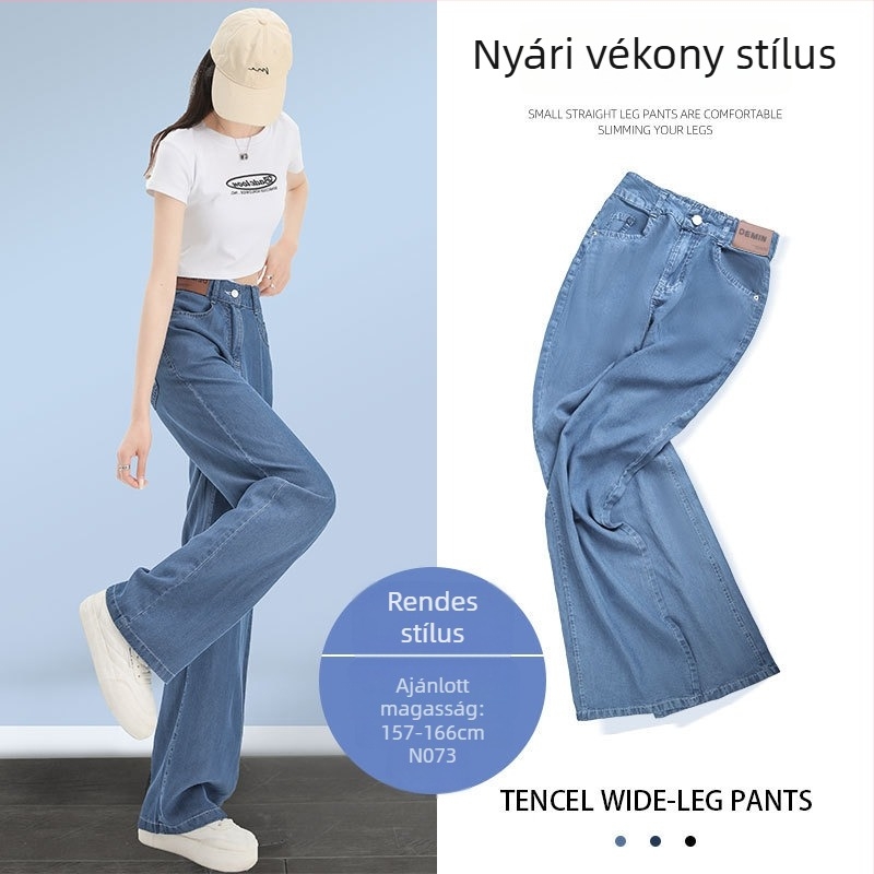 Női széles szárú farmer, magas derekú, patchwork denim Lyocell (Tencel) és viszkóz keverék, művészi vintage stílus, nyár 2025