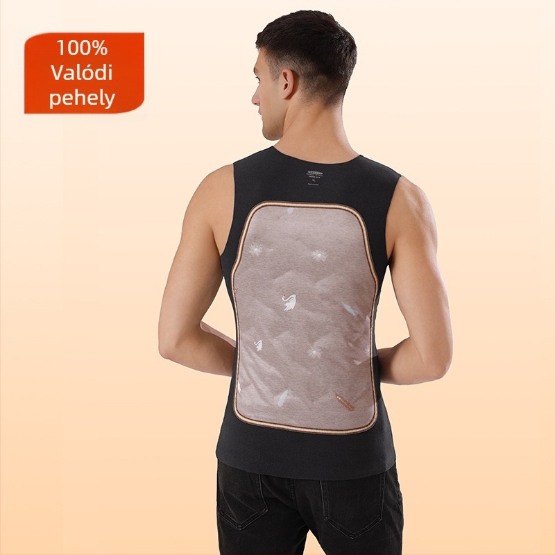 Férfiaknak szánt meleg mellény has- és hátsó védelemmel - fleeceszálas bélés, vastag dupla réteg, V-nyakú, kationikus anyag, 90–95% poliészter