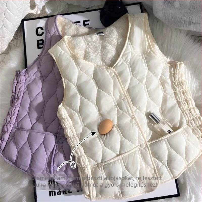 Chenille anyagú mellény, szűk fazon, spandex alapanyaggal, ultra rövid hossz, töltet: kacsa toll