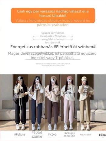 Női magas derekú harém stílusú edzőnadrág, poliészter-spandex keverék, 95% poliészter, vastag, téli 2024