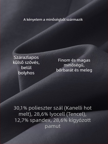 Női jóga-nadrág, casual, fleece béléssel és fűtő levegő réteggel, oldalsó hasítékkal, elasztikus derék — poliészter 30–50%, Tencel <30%
