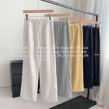 OMILI Női MelegítőNadrág fleece béléssel, szabad szabású, magas derék, egyenes szár, közepes vastagságú poliészter, mikro-elasticitás