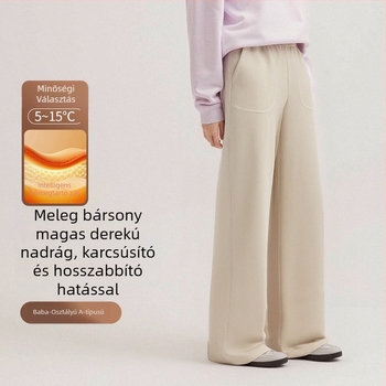 Női Lyocell magas derekú, széles szárú nadrág kefézett anyaggal