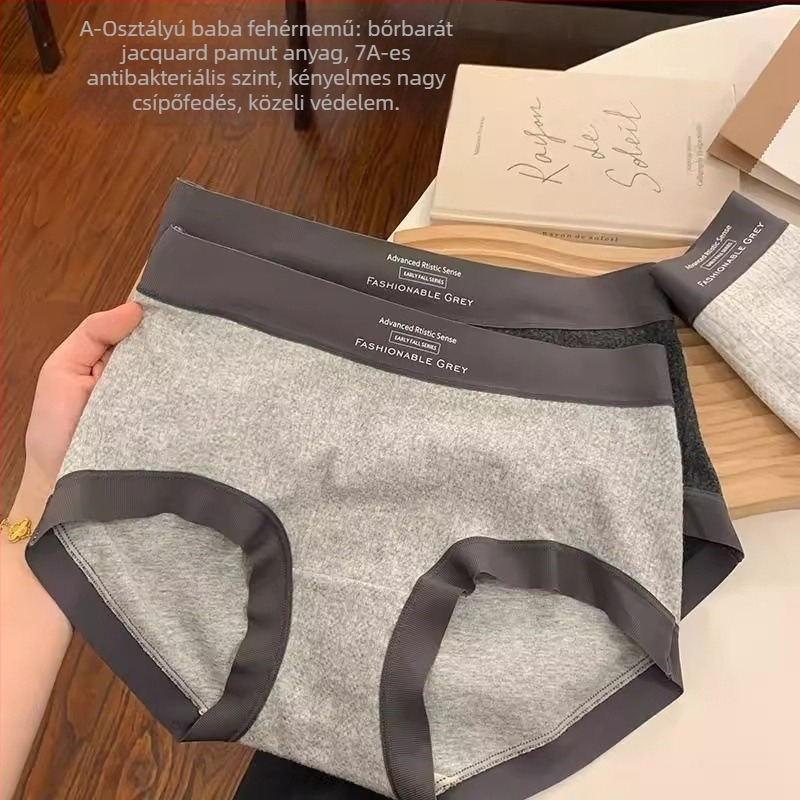Lányoknak szánt pamut alsónemű, középmagas derekú, jacquard szövésű, lélegző és antibakteriális anyag