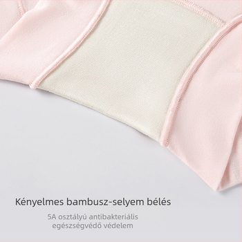 Női alsó hosszú szálú pamutból, középmagas derekú, hastámasz, 100% pamut, selyem bélés az ágyéknál, antibakteriális