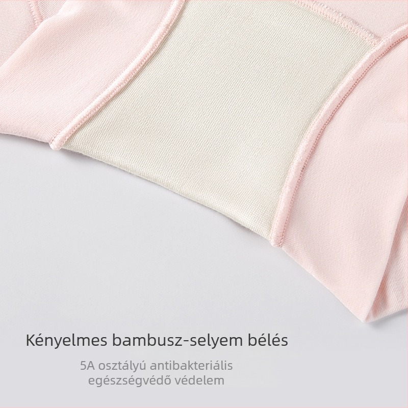 Női alsó hosszú szálú pamutból, középmagas derekú, hastámasz, 100% pamut, selyem bélés az ágyéknál, antibakteriális