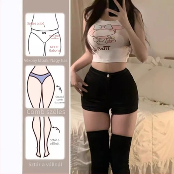 Magas derekú farmershort, mikroelasztikus, egyenes szabású, pamut tartalom 30–50%