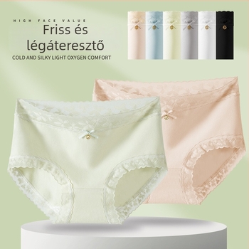 Női közepes derekú pamut alsóneműk, 40 darab, 7A mulberry silk aljával a keresztezésnél, antibakteriális és lélegző, háromszög alakú szabás